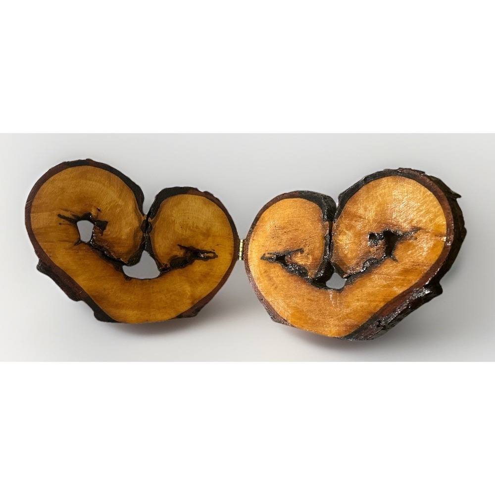 Heart Shape Matching Live Edge Wood Slices Hinged Decor Decoration Wedding Love